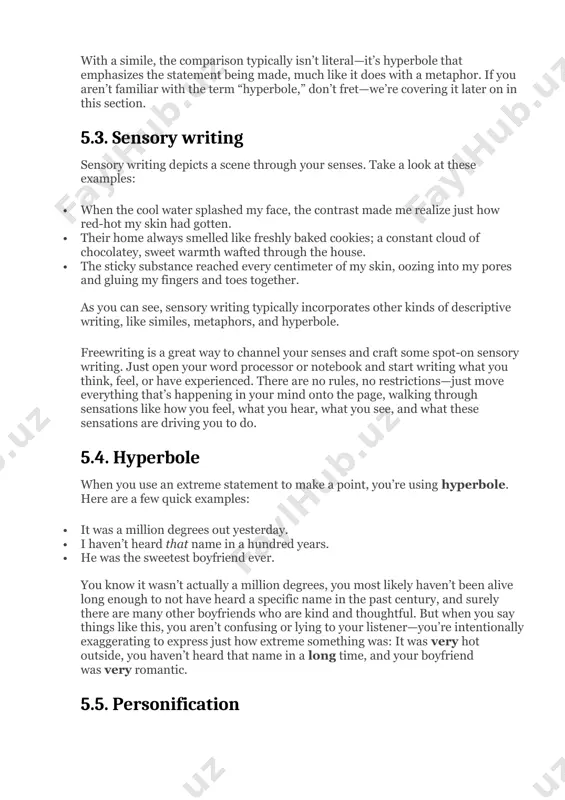 ifiers questions to ask while drafting 1. have accurate nouns, verbs, and modifiers 2. have words for readers’ sensory imagination 3. tell readers what is important for them to know 1. uses dull, ordinary vocabulary 2. lacks sensory information 3. fails to follow a logical sequence 4. provides unfocused, excessive detail dull adjectives: good, bad, nice, great, different, happy confusing placement: the damaged student’s car i fought off the dog in my pajamas. finding it ransacked, i entered the house. 1. what did it look like? 2. where was it in relation to other things? 3. what did you smell? hear? taste? 4. how did you feel at the time? afterward? 5. physical sensations 6. emotional sensation 7. sample of descriptive writing