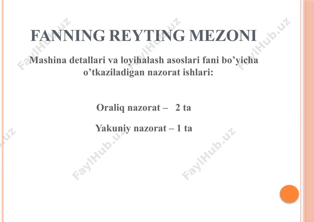 qi kuchlar ta’sirida elastik deformatsiyasi ruxsat etilgan qiymatdan oshmasligi uchun bikrligi ta’minlangan bo’lishi kerak. masalan, vallarning bikrligi ta’minlangan bo’lsa, ularga o’rnatilgan podshipniklar, tishli g’ildirak, muftalarni yaxshi ishlashiga sharoit yaratilgan bo’ladi. bikrlikni ruxsat etilgan qiymatlarini elastik nazariyati asosida aniqlash mumkin. egilishga chidamlilik- materiallarning yeyilishga qarshilik ko’rsata olish xususiyati, yengishga chidamlilik deb ataladi. yeyilish bu detallarning o’zaro ishqalanishi tufayli sodir bo’lib, o’z o’lchamlarini asta sekin o’zgarishidir. issiqlikka chidamlilik-detallarning berilgan muddatti davomida ruxsat etilgan issiqlikda ishlay olish xususiyati issiqlikka chidamlilik deb ataladi. detallar o’zaro bir-biriga ishqalanishi natijasida qiziydi, bu qizish natijasida detallarning mustahkamligi pasayadi, moylarni moylash xususiyati kamayadi, natijada o’zaro ishqalanuvchi detallarning yeyilishi ortadi. bunday holat yuz bermasligi uchun, ishqalanuvchi yuzalarning qizishi me’yoridan oshmasligi kerak, ya’ni q‹q1 shart bajarilishi lozim. bunda q-ishqalanuvchi yuzalarda ishlash jarayonida hosil bo’lgan issiqlik miqdori, kkal; q1-mashinadan tashqariga tarqaluvchi issiqlik miqdori kkal. /docprops/thumbnail.jpeg