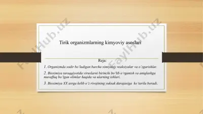 tirik organizmlarning kimyoviy asoslari — PPTX