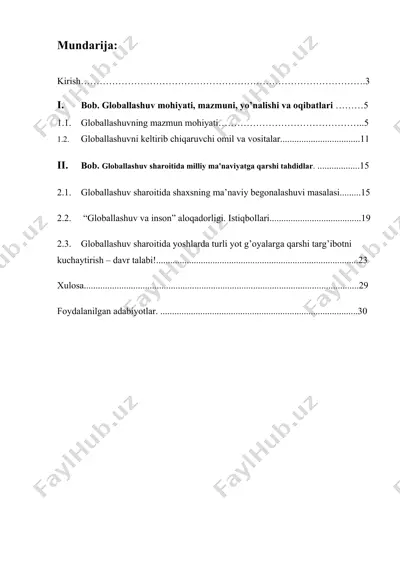 globallashuvning jarayonlari — DOCX