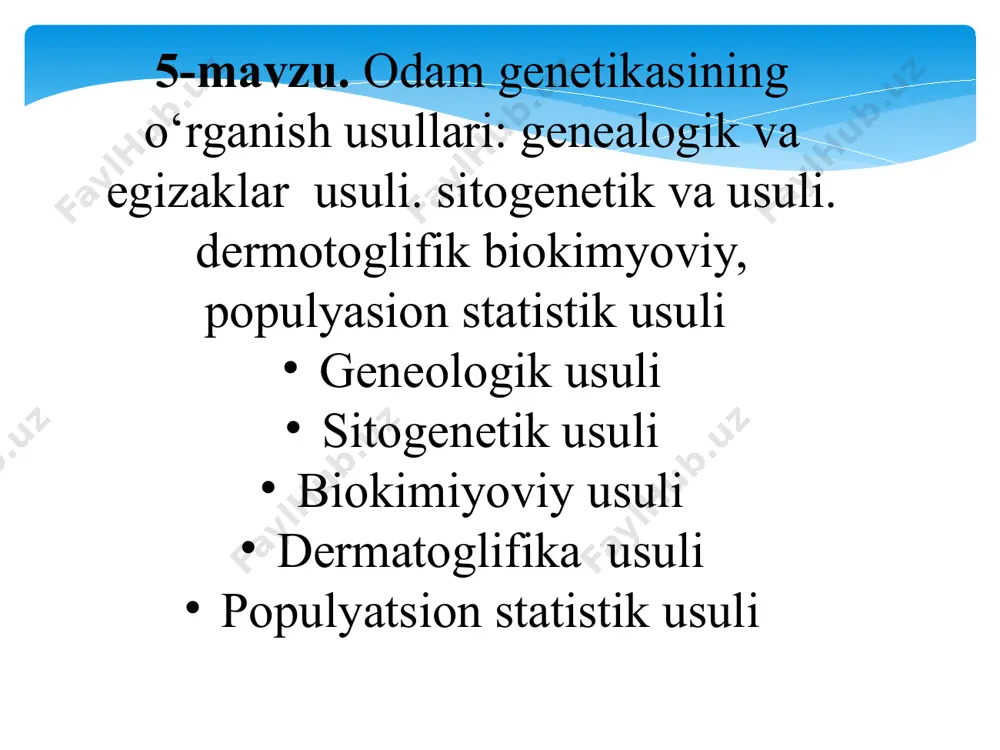 k tug’ish ehtimoli past bo’ylilarga nisbatan ko’proq bo’ladi. afrikalik ayollarda nisbatan ko’proq, yaponiyalik ayollarda nisbatan kamroq bo’ladi. boltik dengizi qirg’oqlari (latviya, litviya, estoniya) aholisida ko’proq kuzatiladi. teridagi naqshlar tasviri embrional rivojlanishning 10-19 haftalarida paydo bo’ladi 20 haftalik embrionda hamma chiziqlar paydo bo’lgan bo’ladi 6 oyligida butunlay hosil bo’ladi va umrining oxirigacha saqlanib qoladi xromosomalarning uzunligi va sentromeralarning joylashishiga qarab, 7 ta guruhga bo’linadi: a guruh (1-3) – eng yirik xromosomalar, 1 va 3 metasentrik, 2- submetasentrik. 1 – ikkilamchi belbog’i bor. b guruh (4-5) – yirik submetatsentrik xromosomalar. c guruh (6-12,x) – o’rtacha kattalikda xromosomalar. 6,7,8,11 – submetatsentrik. 9,11 – submetatsentrik bilan akrotsentrik o’rtasida. d guruh (13-15) – o’rtacha, akrotsentrik, uchalasi ham yo’ldoshli e guruh (16-18) – kichik xromosomalar. 16,17 – submetasentrik, 18 – akrotsentrik, 16 – ikkilamchi belbogi bor. f guruh (19-20) – kichik metatsentrik xromosomalar. g guruh (21-22,y) – eng kichik akrotsentrik, xromosomalar. 21, 22 yo’ldoshli. y xromosoma …