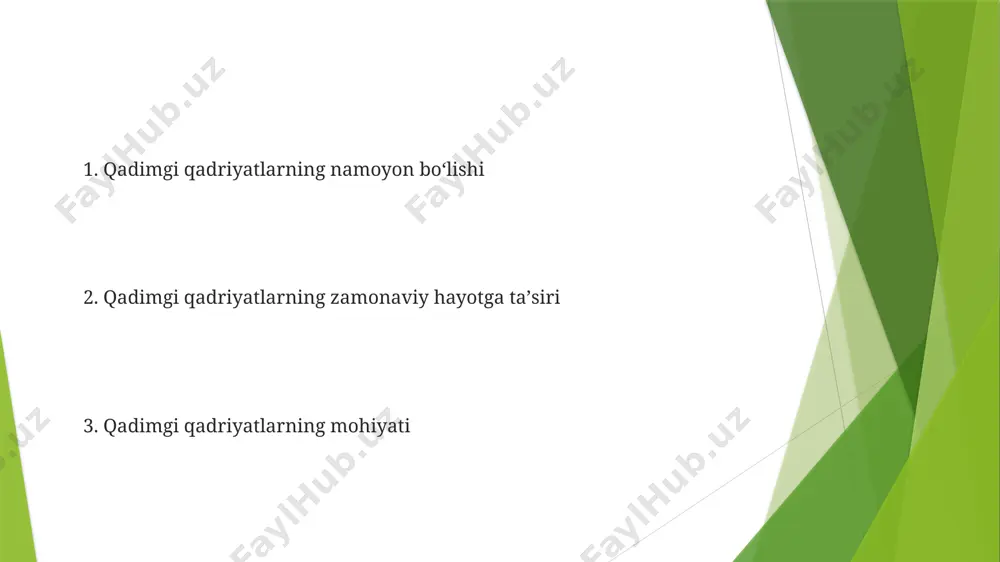 000 yil avval, adolat va halollik ma'at xudosi bilan ifodalangan bo'lib, uning tamoyillari qonunlar va ijtimoiy tartibni saqlashda muhim rol o'ynagan. markaziy osiyoda, xorazm viloyatida topilgan qadimgi yozuvlarda (mil. avv. 1-asr) adolat va halollikka oid qoidalar 5 ta asosiy qismdan iborat bo'lib, o'g'irlik va yolg'onchilikka qarshi kurashni aks ettiradi. an'analar va urf-odatlar "an'analar va urf-odatlar" kitobida 30 dan ortiq turli xil milliy bayramlar va marosimlarning tavsifi berilgan, ulardan 15 tasi buxoro viloyatiga xosdir. an'anaviy o'zbek oilasida, 19-asrda, oila a'zolari soni o'rtacha 7-10 kishini tashkil etgan bo'lib, bu samarqand viloyatining qishloq joylarida ko'proq kuzatilgan. qonun va tartibga bo'lgan munosabat qadimgi yunonistonning demokratiyasi, afinada 5-asrda paydo bo'lgan, fuqarolarning qonun chiqarish va ijro etish jarayonlaridagi ishtiroki orqali jamoaviy tartibni o'rnatishga urinish sifatida ko'rib chiqilgan. bobil qonunlari, miloddan avvalgi 1754 yilda hammurapi tomonidan yaratilgan, o'z davrining eng to'liq huquqiy kodekslaridan biri bo'lib, 282 ta qonun moddasi bilan jamiyatdagi tartibni ta'minlashga qaratilgan edi. qadimgi qadriyatlarning …