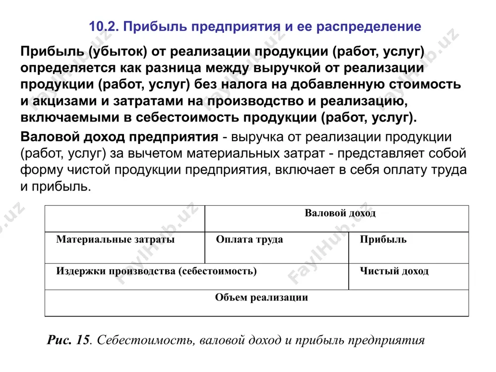 балансе предприятия. финансовые результаты от внереализационных операций - это прибыль (убыток) по операциям различного характера, не относящимся к основной деятельности предприятия и не связанным с реализацией продукции, основных средств, иного имущества предприятия, выполнением работ, оказанием услуг. финансовый результат определяется как доходы (убытки) за минусом расходов по внереализационным операциям. облагаемая прибыль при фактически произведенных затратах и расходах за счет прибыли, остающейся в распоряжении предприятия, уменьшается также на суммы, направленные: а) предприятиями отраслей сферы материального производства на финансирование капитальных вложений производственного назначения (в том числе в порядке долевого участия), а также на погашение кредитов банков, полученных и использованных на эти цели, включая проценты по кредитам; б) предприятиями всех отраслей народного хозяйства на финансирование жилищного строительства (в том числе в порядке долевого участия), а также на погашение кредитов банков, полученных и использованных на эти цели, включая проценты по кредитам. эта льгота предоставляется указанным предприятиям, осуществляющим развитие собственной производственной базы и жилищное строительство; в) …