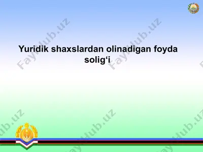 yuridik shaxslardan olinadigan foyda solig‘i 3 — PPTX