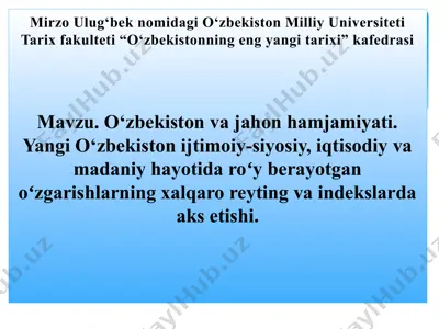 o‘zbekiston va jahon hamjamiyati — PPTX
