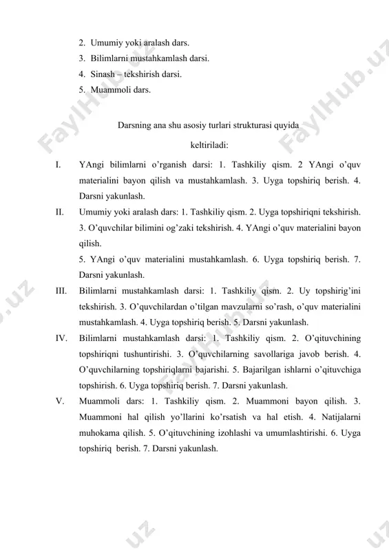 ’lishi lozim. bunda o’quvchilar o’rganilayotgan fan bilan tanish emasligini, o’zlashtiriladigan bilimlar ular uchun yangiligini nazarda tutish zarur. yangi fanni o’qitish oldingi o’tilgan fanlar asosida va yangi texnologiyani hisobga olgan holda amalga oshiriladi. maxsus texnik fanlarni o’rganishdan maqsad – o’quvchilarda hozirgi zamon texnikasi va ishlab chiqarish texnologiyasi bo’yicha kasbiy mahoratni shakllantirishdir. maxsus texnik fanlar bo’yicha darslarga tayyorgarlik ko’rishda didaktik prinsip talablarini hisobga olish zarur. o’qituvchining o’qitish qonuniyatlarini bilishgina emas, balki ularni amalga oshirish uchun qulay sharoitlar yaratish ham muhimdir. bunga esa o’quv jarayonini tashkil etishda o’qitishning asosiy qoidalariga tayanish kerakligini chuqur anglagan taqdirdagina erishishi mumkin. bu qoidalar didaktikada o’qitish prinsiplari yoki didaktik prinsip deb ataladi. didaktik prinsiplar: ta’limni ilmiy asosda tashkil etish; uning tarbiyaviy xarakteri, muntazamligi va izchilligi, ko’rgazmaliligi, mazmunining o’quvchilarga mos bo’lishi; o’qitishning faolligi va ongliligi; bilim, ko’nikma va malakalarni puxta o’zlashtirish va har bir o’quvchiga yakka tartibda yondashishdan iboratdir. o’qituvchi o’quvchilarga mashina va qurollarning tuzilishi, ishlash prinsipi va mehnatni …