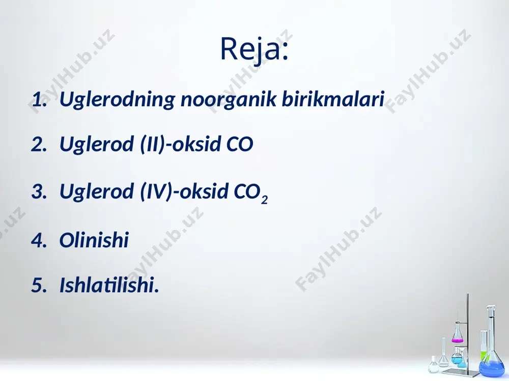 karbonat angidrid o‘tkazilganda, loyqalanish kuzatiladi (co2 uchun sifat reaksiyasi): ca(oh)2 + co2 = caco3↓ + h2o ishlatilishi. sanoatda soda (ichimlik sodasi, kir soda, texnik soda) olishda, organik kislotalar sintezida, yong‘inni o‘chirishda, gazlangan ichimliklar tayyorlashda ishlatiladi. media1.wmv image2.jpg image3.png image4.png image5.jpeg image6.jpeg image7.jpeg image8.jpeg image9.png image10.png image11.png image12.jpeg image13.jpeg image14.jpeg image15.jpeg image16.jpeg image17.jpeg image18.jpeg image19.jpeg image20.jpeg image21.jpeg image22.jpeg image23.jpeg image24.jpeg image25.gif image26.jpeg image27.jpeg image28.jpeg image1.jpg