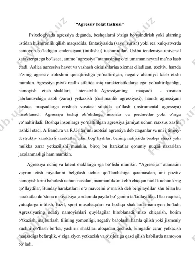 agressiv holat tashxisi — DOCX