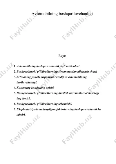 avtomobilning boshqariluvchanligi — DOC