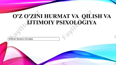 o'z-o'zini hurmat qilish — PPTX