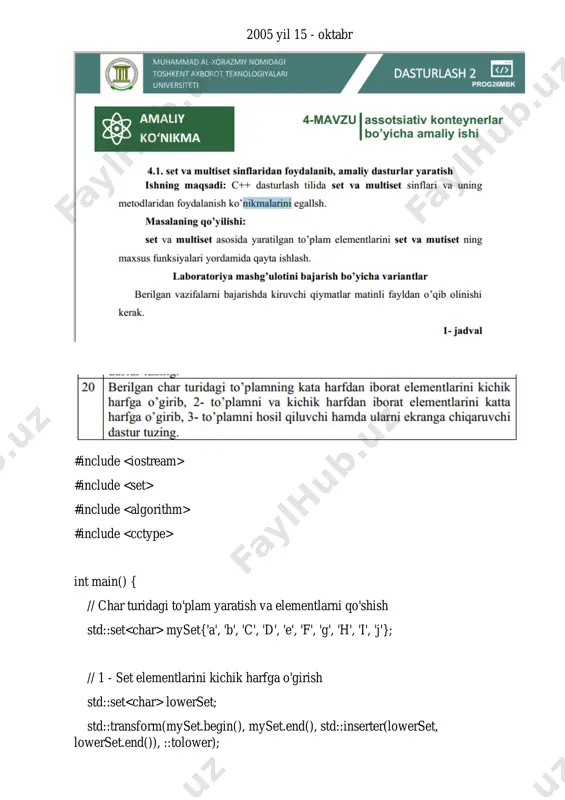c++ set elementlarini taminlash - Page 2