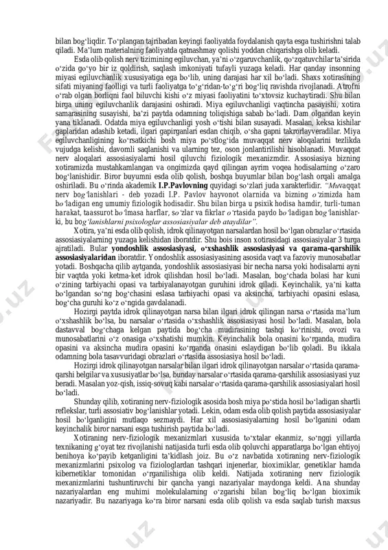ik (narsa)ni bevosita va bilvosita, ixtiyoriy va ixtiyorsiz ravishda, passiv va faol holda, reproduktiv va produktiv tarzda, verbal va noverbal shaklda, mantiqiy va mexanik yo‘l bilan aks ettiruvchi esda olib qolish, esda saqlash, qayta esga tushirish, unutish hamda tanish hissidan iborat psixik jarayon. alohida va umumiylik namoyon qiluvchi ijtimoiy hodisa barcha taassurotlarni ijobiy qayta ishlashga yo‘naltirilgan mnemik faoliyatdir”. shuni ta’kidlash joizki, keltirilgan mazkur ta’rif xotiraning murakkab, keng qamrovli jihatlarini to‘la ta’kidlash imkoniyatiga ega. shaxsning yo‘nalishi uning qiziqishida ifodalanadi. kishining qiziqishi xotiraga aniq va kuchli ta’sir ko‘rsatadi, ya’ni yaxshi esda olib qolishni ta’minlaydi. biz ko‘pincha u yoki bu narsa va hodisalarni yomon esda qoldiramiz. bu xotirani yomonligini emas, balki ularga qiziqish yo‘qligini ko‘rsatadi. masalan, o‘quvchilar hamma fanlarni bir xil o‘zlashtira olmaydilar. bu ularning har xil xotiraga ega ekanliklar bilan emas, balki o‘qitilayotgan fanga qiziqishning har xilligi bilan tushuntiriladi. esda olib qolishga kishining emosional munosabati ham katta ta’sir ko‘rsatadi. kishi uchun yaqqol …