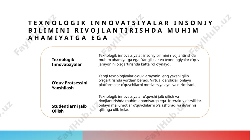 hun o'qitish usullari, mashhurning duch kelganligi va maqsadlarga erishish uchun foydalaniladigan texnikalar. 2 tanlov va mukofot tizimi tanlov va mukofot tizimi o'quvchilarni ilg'or ko'rsatishda muhim ahamiyatga ega bo'lib, ularning motivatsiyasini oshirish va o'zlashtirishda yordam beradi. 3 hamkorlik va jamoatchilik hamkorlik va jamoatchilik o'quvchilarning motivatsiyasini oshirishda muhim bir qat'i nazar bo'lib, ularning bir-birlari bilan hamkorlik qilish va o'zlashtirishini ta'minlashda yordam beradi. interaktiv ta'lim vositalari interaktiv ta'lim vositalari, o'quv jarayonida talabalarni jalb qilish, ularning o'zlashtirilishini oshirish va ma'lumotlarni tezroq o'rganishda muhim ahamiyatga ega. bu vositalar tezlik, interaktivlik va o'zlashtiruvchilikni ta'minlaydi. photo by rivage on unsplash o'quvchilarni jismoniy faoliyatga yo'naltirish 01 o'quvchilarning harakatlarini inqilobiy yo'naltirish o'quvchilarni jismoniy faoliyatga yo'naltirish, ularning harakatlari va faoliyatlari uchun yangiliklar va innovatsiyalar qo'llashni o'z ichiga oladi. 02 jismoniy faoliyatning o'qitishda ahamiyati jismoniy faoliyat o'quvchilarni motivatsiyalash, darslardagi tashqi faoliyatlar orqali ma'lumotlarni o'rganish va tushunishga olib keladi. 03 o'quvchilarni jismoniy faoliyatga yo'naltirishning asosiy vazifalari o'quvchilarni jismoniy faoliyatga yo'naltirishning asosiy vazifalari …