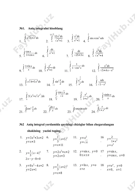 xy = +-= 2 1 (1) 4 10 yx xy =- -+= i i i x x < < - x 1 n i , 1 = ( ) å d = n i i i n x f s x 0 max 1 ® d £ £ i n i x ò b a dx x f ) ( ò å d = = ® d b a i n i i x x f dx x f i 1 0 ) ( max lim ) ( x ò ò - = a b b a dx x f dx x f ) ( ) ( 0 ) ( = ò a a dx x f ò ò ò + = b c c a b a dx x f dx x f dx x f ) ( ) ( ) ( ò 1 0 xdx ú û ù …