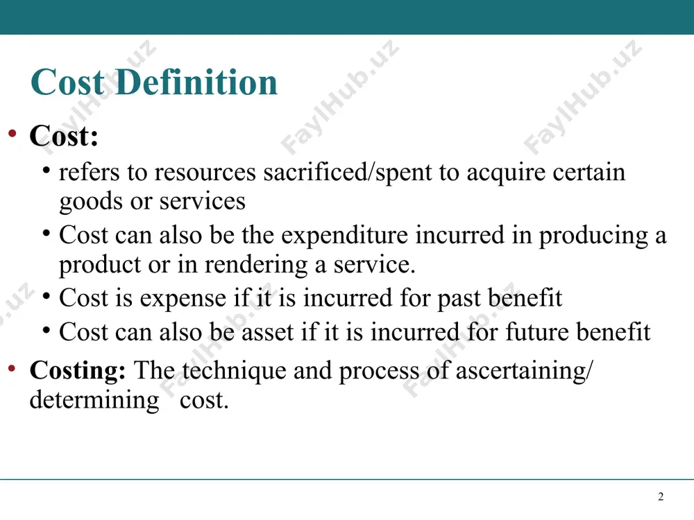 tention directing. 6 cost accounting, management accounting and financial accounting financial accounting: focuses on reporting financial information to external parties such as investors, governmental agencies, banks, and suppliers 7 comparing managerial and financial feature financial accounting managerial accounting primary users of reports external users: stockholders, creditors, and regulators. internal users: officers and managers. types of report and frequency financial statements. quarterly and annually. internal reports. as frequently as needed. purpose of reports general-purpose. assist external users in making investment, credit, and other decisions. special-purpose for specific decisions. assist managers in making planning and controlling decisions content of reports pertains to business as a whole. highly aggregated (condensed). limited to double-entry accounting and cost data. evaluated based on ifrs pertains to subunits of the business. very detailed. extends beyond double-entry accounting to any relevant data. evaluated based on relevance to decisions. 8 comparing managerial and financial feature financial accounting managerial accounting …