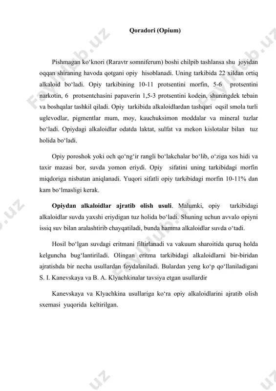 izoxinolin gruppasiga kiradigan alkaloidlar - Page 4