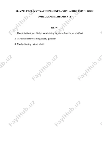 mehnat xavfsizligi psixologiyasi — DOCX