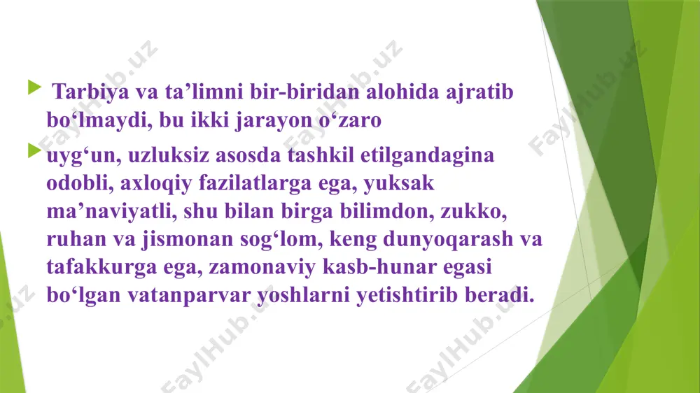rmoq, bahslashmoq - o‘quvchi bilan(maktabda), o‘g‘il-qiz(farzand) bilan maktabda, uyda ilmiy, adabiy, axloqiy, milliy-mafkuraviy mazmunda munozara qilmoq. begona qilmoq - bolaning yolg‘on gapirganligi aniqlangach, qo‘polligi muhokama qilingach va h.k. undagi vijdonni junbushga keltirish, qilgan ishi uchun pushaymon qilishi uchun o‘qituvchi, yoki ota- ona, yoki ona uni o‘zidan vaqtincha uzoq tutib yurishi. bitim – bolaning hayotiga, o‘qishiga, kelajagiga oid jiddiy masalani uning o‘zi bilan muhokama qilib, o‘zaro ijobiy kelishuv, to‘xtam, qarorga kelmoq. buyurmoq - vaziyatning taqozosi bilan tarbiyaviy maqsaddan kelib chiqqan holda bolaning o‘zi uchun, jamoa, millat, vatan manfaatlarini ko‘zlab buyruq bermoq. va’da olmoq - bolaning o‘z so‘ziga sodiqligini, so‘zi va ishi birligini sinash maqsadida undan biror ishning, majburiyatning bajarilishi haqida so‘z olmoq. girgitton bo‘lmoq - mehribonlik bilan, “aylanay”, “o‘rgilay” so‘zlarini ishlatib, ismiga “jon”, “xon” qo‘shib bolani erkalash taqdirlamoq - o‘quvchini, farzandni qadrlamoq, munosib baholamoq, bolaga uning qadri bor ekanligini sezdirmoq. taqiqlamoq – tarbiyaviy maqsadda bolaga, o‘quvchiga biron narsani man etmoq. tahsinlamoq …