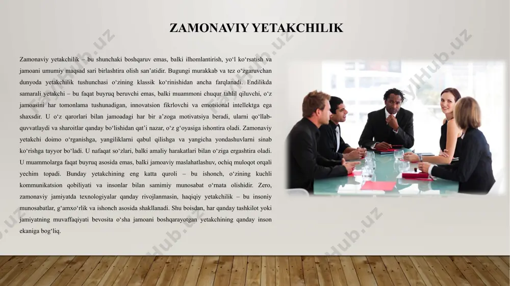 intellektning keng tarqalishi, iqtisodiy beqarorlik, iqlim inqirozi, global pandemiyalar va geosiyosiy ziddiyatlar fonida yetakchilik masalasi hech qachon bu darajada dolzarb bo‘lmagan. endilikda rahbarlik faqat buyruq va nazoratdan iborat emas – u ko‘proq strategik fikrlash, o‘zgarishlarga moslashish, jamoani ruhlantirish va to‘g‘ri yo‘nalish bera olish san’atiga aylangan. har qanday inqirozli holatda rahbarning vazifasi faqat muammoni bartaraf etish emas, balki o‘z jamoasiga ishonch uyg‘otish, barqarorlikni ta’minlash va oldinga qarab harakatlanishni davom ettirishdir. yetakchining dono qarori, vaziyatni to‘g‘ri tahlil qila olish qobiliyati va odamlar bilan samarali muloqot qilishi tashkilotning raqobatbardoshligini oshirishga xizmat qiladi. u jamoaning salohiyatini ochib bera oladi, har bir xodimning qadrini his qildira oladi va bu orqali umumiy maqsadlarga tezroq erishish imkonini yaratadi. shu bois, zamonaviy sharoitda samarali yetakchilik – bu tashkilotni boshqarish emas, balki uni ilhomlantirib, kelajakka olib chiqishdir. yetakchilik va rahbarlik farqi jamiyatda ko‘pincha “rahbar” va “yetakchi” tushunchalari sinonim sifatida ishlatiladi, biroq bu ikki tushuncha mazmunan farqli. rahbar – bu …