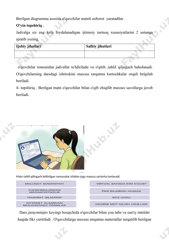 internet tarmoqlari ta'limi darsi ishlanmasi 7-sinf uchun - Page 4