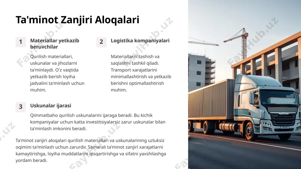 ulutli texnologiyalar va mobil ilovalardan foydalanish qurilish jarayonini optimallashtirishga yordam beradi. qurilish loyihalarini amalga oshirishda barcha ishtirokchilar o'rtasida o'zaro hamkorlikni ta'minlash, muloqotni yaxshilash va ishonchni mustahkamlash muhim. bu loyihaning muvaffaqiyatli yakunlanishiga yordam beradi. 11 e’tiboringiz uchun rahmat!!! image1.png image2.png image3.png image4.png image5.png image6.png image7.png image8.png image9.png image10.png image11.png image12.png image13.png image14.png image15.png image16.png image17.png