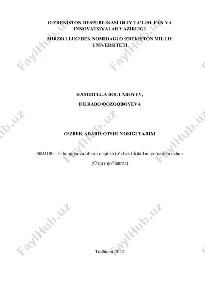 o‘zbek adabiyotshunosigi tarixi — DOCX