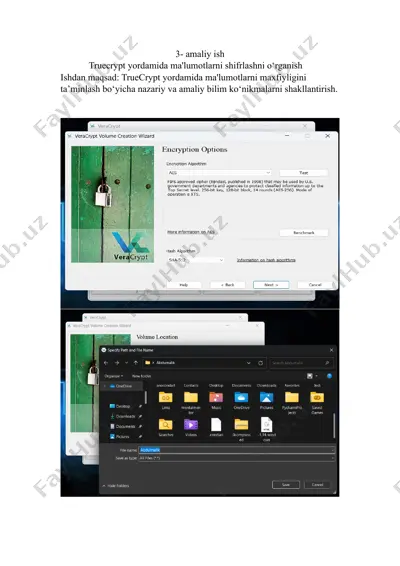 truecrypt yordamida ma'lumotlarni shifrlash — DOCX