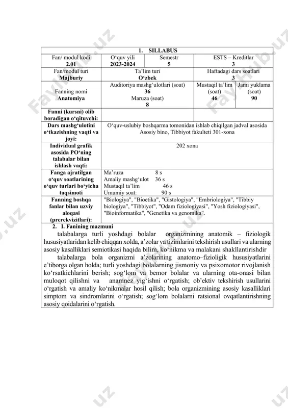 zdan kechirish. taloq palpatsiyasi va perkussiyasi. umumiy qon analizini klinik axamiyati. turli yoshdagi bolalarda periferik qon tarkibi. 3 12 qon va qon hosil bo‘lish a’zolari kasalliklari sindromi (anemiya, leykoz, gemorragik, periferik limfa tugunlari kattalashish) va semiotikasi (periferik qonni asosiy ko‘rsatkichlarini kamayishi, ko‘payishi 3 1-mavzu: nafas tizimi kasalliklarini asosiy sindromlari. nafas yo‘llari obstruksiyasi sindromi, nafas yetishmovchilik sindromi darajalari bolalarning nafas olish tizimi embriogenez odam embrionida nafas olish tizimiga homila rivojlanishining uchinchi oyi oxirida – to‘rtinchi oyi boshida asos solinadi. endotermal naychaning old yuzasida bo‘rtiq paydo bo‘ladi – bu hiqildoq-traxeal rudimentdir. bo‘rtiq asta-sekin hiqildoq va traxeya differensiyalashadigan tubulyarga aylanib qoladi. embrion rivojlanishining 5–6 haftasida traxeyaning quyi uchi kengayadi va unda ikkita murtak – bosh bronxlarning rudimentlari paydo bo‘ladi. murtaklar cho‘zilib, naychalarga aylanadi, ulardan esa o‘z navbatida bronx ulushlari shaklidagi tarmoqlar chiqib keladi. homila rivojlanishining oltinchi haftasida ulushli, sakkizinchi–o‘ninchi haftasida – segmentli, o‘n oltinchi haftadan esa respiratorli bronxiolalar paydo bo‘ladi. bu vaqtda ichki …