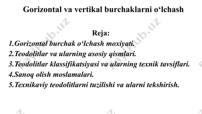 geodeziya o‘lchashlarini o‘rganish — PPTX