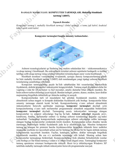 kompyuter tarmoqlari — DOCX