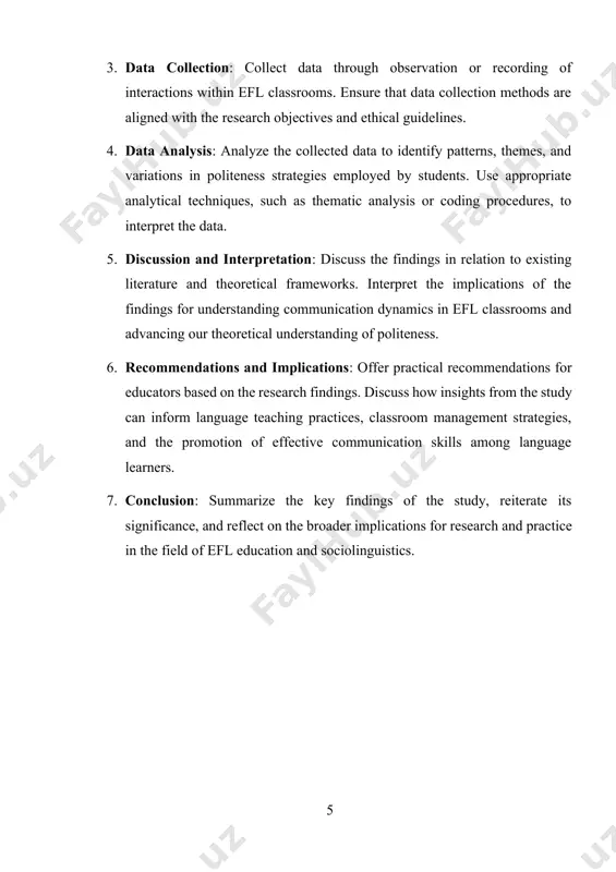 education and sociolinguistics. chapter i. overview of politeness in educational settings 1. importance of politeness in educational settings an overview of politeness in educational settings reveals its profound impact on interpersonal dynamics, classroom atmosphere, and learning outcomes. politeness, as a socio-pragmatic concept deeply embedded in communication, plays a pivotal role in shaping interactions between students, educators, and peers within the educational environment. in classrooms, politeness serves as a facilitator of positive social relationships, contributing to a supportive and respectful atmosphere conducive to learning. moreover, politeness strategies help mitigate potential conflicts, maintain harmony, and foster a sense of belonging among diverse student populations. from a pedagogical perspective, understanding and promoting politeness behaviors can enhance student engagement, participation, and motivation in the learning process. additionally, educators' use of politeness strategies influences students' perceptions of classroom climate and teacher effectiveness. thus, an overview of politeness in educational settings underscores its significance in fostering …