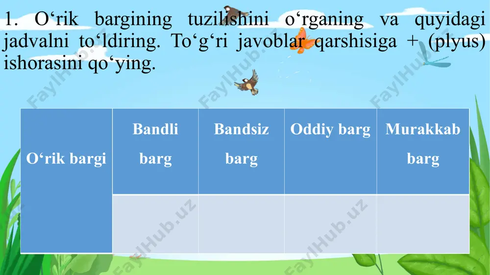 laboratoriya mashg‘uloti "bargning tashqi tuzilishini o‘rganish" - Page 5