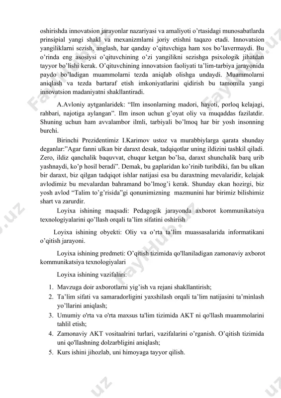 davlatning asosiy erishishi kerak bo’lgan maqsadidir.ya’ni davlat tasdiqlab qo’ygan va davlat ta’lim standartlariga to’la javob bera oladigan muhit yaratish va uni rivojlantirishdir.ta’lim sifatini yaxshilash uchun birinchi navbatda davlat ta’lim oluvchilarga barcha sharoitlarni yaratib berishi kerak. hozirda barcha ta’lim muassasalari eng oxirgi zamon talablari asosida jihozlanyapti. hozir zamonaviy axborot-kommunikatsiya texnologiyalari asri bo’lgani uchun ta’lim muassasalari kompyuter, proektorlar, zamonaviy dasturlar, kitoblar, o’quv zallari, yangi binolar bilan to’liq ta’minlanyapti. bu harakatlarning barchasi o'quvchilar kompyuter savodxonligini oshirish va har bir dars davomida o’qituvchilar o’quvchilarga mavzuni to’liq yoritib berishi uchun vaqtdan tejash va unumli foydalanish uchun qilinayotgan ishlar hisoblanadi.ta’lim jarayonida qanday natijalarga erishganlarimizni esa ta’limning samaradorligidan bilib olishimiz mumkin. samaradorlik deganda kutilganicha yoki undan ham ortiq natija beradigan jarayonlar tushuniladi. ta’lim samarasi esa ta’limdan kutilgan natijamiz hisoblanadi.ta’lim sifatini oshirish uchun ta’lim muassasalarida qilingan jarayonlarga javoban hozirda yoshlarimizning erishayotgan yutuqlarining barchasi ta’limdan olingan samaradir. fanlar yoki sport bo’yicha yoshlarimizning chet ellarda olib kelayotgan o’rinlari, sovrinlari o’zbekistoning …