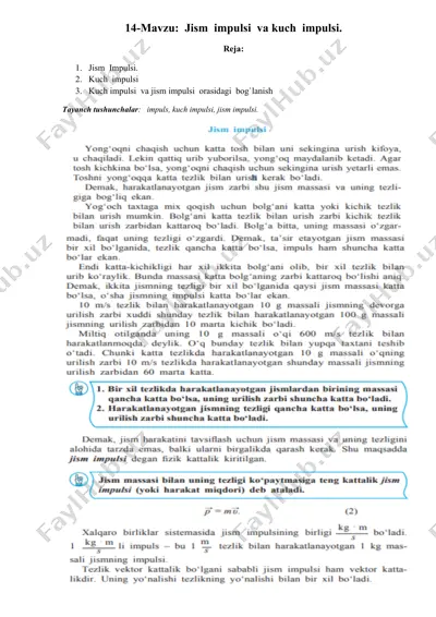 jism impulsi va kuch impulsi — DOCX