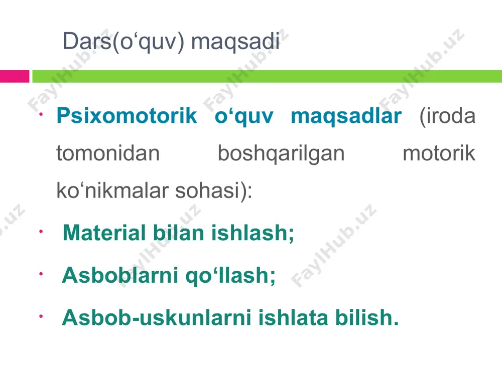 hq. amaliy darsni o’tkazish amaliy darslar nazariy darslar kabi atroflicha tayyorlangan, shuningdek, spontan yuz beradigan o’quv jarayonlari hisoblanadi. amaliy darslarni o’tkazish o’tkazish yuzasidan ishlab chiqilgan turli konsepsiyalarni ko’rib chiqamiz: amaliy dars 1.bevosita olib boriladigan amaliy darslar: bilimlarni taqdim etish(prezentatsiya); rivojlantiruvchi amaliy darslar. garr reynolds "yaxshi" va "yomon" slaydlar dizaynining ko‘plab misollarini ko’rsatgan, bu haqida internetdan batafsil ma’lumot olishingiz mumkin. amaliy dars 2. bilvosita olib boriladigan amaliy darslar: shaxsga yoʻnaltirilgan amaliy dars topshiriqlar asosida matnli kitoblarni o’qish mustaqil o‘rganish orqali oʻyin mashg’ulot olib borish biror vaziyatni oʻrganish oʻquvchining o’zi mustaqil oʻrganishiga turtki berish bilimlarni oʻzlashtrishga turtki berish amaliy dars “rolli oʻyin” metodi yordamida shaxsga yoʻnaltirilgan amaliy darsni oʻtkazish mumkin. rol oʻyinlari (o’yin mashgʻulotlar) shaklidagi guruhiy ishni tayyorlash: bu oʻqitish shaklida oʻquvchilar oldindan belgilangan vaziyatga oʻzlarini qoʻyishi kerak va belgilangan tarzda maxsus rol oʻynashlari kerak. amaliy dars (rol o‘yinlari) bu borada motivlar, argumentlash usullari, hulq shakllari va muammolarga qarashlar kuzatilishi mumkin. rol …