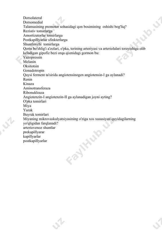ning o'ziga xos xususiyati quyidagilarning yo'qligidan farqlanadi? arteriovenoz shuntlar prekapillyarar kapillyarlar postkapillyarlar