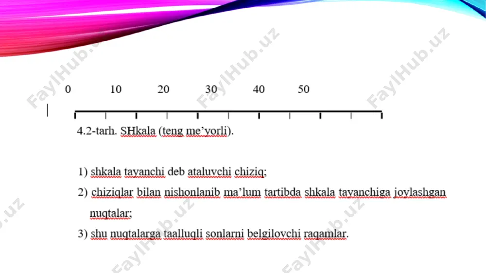 i sonlarga mos keladi. bunday diagrammalar yordamida murakkab hodisalarning tarkibiy qismlarga taqsimlanishi, ya’ni ularning strukturasi tasvirlanadi. ular quyidagi tartibda tuziladi. doira chizilib, uni o’rganilayotgan to’plamning umumiy yig’indi soni (100%) deb qabul qilinadi. keyin esa tarkibiy qism sonlariga proportsional holda doira sektorlarga bo’linadi. buning uchun sektorlarning markaziy burchaklari topilib, transportir yordamida ular doirada belgilanadi. agar butun va bo’lak sonlar absolyut miqdorda ifodalangan bo’lsa, markaziy burchaklarni aniqlash uchun 3600 ni umumiy butun songa bo’lib, masshtab belgilanadi va uni ketma-ket bo’lak sonlarga ko’paytiriladi. agarda hodisaning tuzilishi tuzilmaviy nisbiy miqdorlar bilan ifodalangan bo’lsa (umumiy to’plam 100% deb olinib, uning ayrim qismlari jamiga nisbatan protsentda hisoblangan), u holda masshtab 3,60 ga teng (3600: 100%) bo’lib, ayrim qismlarning salmog’i (% da hisoblangan) unga ko’paytiriladi. adabiyotlar: 1. n.m.soatov, x.nabiev, d.nabiev, g.n.tillaxo’jaeva. statistika. darslik. – t.: tdiu, 2009. – 568 bet. 2. x.nabiyev, d.x.nabiyev. iqtisodiy statistika. darslik. – t.: aloqachi, 2009. 512 bet. 3. statistika: uchebnik. / n.umarov …