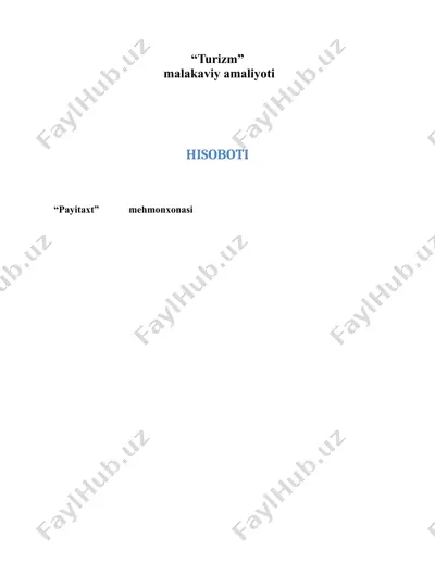 turizm malakaviy amaliyoti hisobot — DOCX