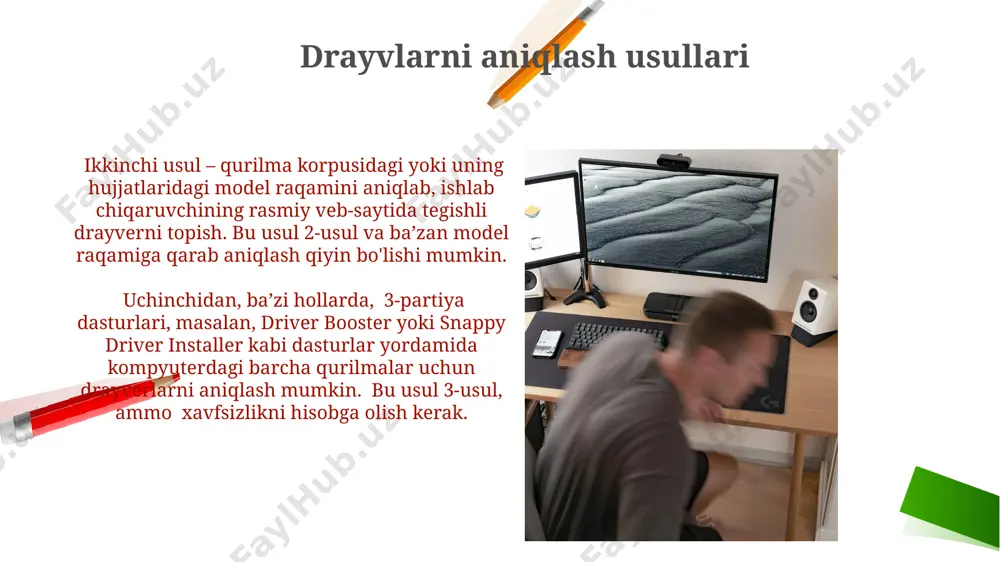da drayverlarni zaxiralash uchun "device manager"dan foydalanishingiz mumkin, bu yerda 30 dan ortiq qurilma uchun drayverlarni saqlash imkoniyati mavjud. drayvlar mos kelmasligi muammosi ba'zi hollarda, eski yoki noto'g'ri versiyali drayverlarni o'rnatish, qurilma bilan bog'liq 10 dan ortiq xatolarga, hatto tizimning ishlamay qolishiga olib kelishi mumkin. drayverlar mos kelmasligi, operatsion tizimning 32-bit yoki 64-bit versiyasi bilan mos kelmasligi tufayli yuz berishi mumkin, bu esa qurilmaning to'g'ri ishlamasligiga olib keladi. drayvlarni avtomatik ravishda o'rnatish ba'zi ishlab chiqaruvchilar o'zlarining veb-saytlarida avtomatik drayver o'rnatish dasturlarini taqdim etadilar, bu esa jarayonni soddalashtiradi va 1-2 bosqichda bajarish imkonini beradi. drayverlarni avtomatik qidirish uchun qurilma menejeridan (device manager) foydalaning, u yangilanishlarni onlayn tarzda tekshiradi va mos keladigan drayverlarni 5-10 daqiqa ichida yuklab oladi. windows update orqali yangilash muvaffaqiyatli yangilanishdan so'ng, windows update sizga yangilangan haydovchilarning versiya raqamlari va ularning o'rnatilgan sanasini ko'rsatadi, bu esa tizimingizning holatini kuzatishga yordam beradi. windows update orqali haydovchilarni avtomatik yangilash jarayoni o'rtacha …
