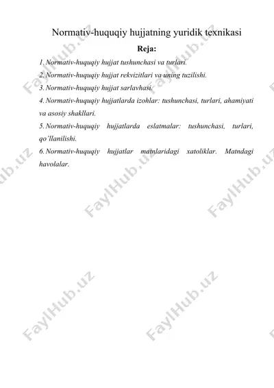 normativ-huquqiy hujjatning yuridik texnikasi — DOCX
