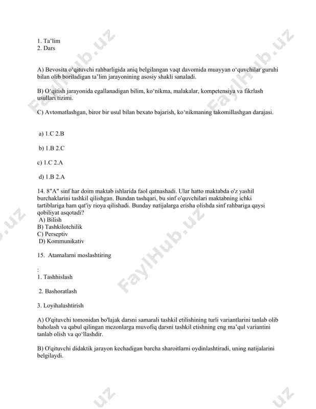 pedagogik bilimlar test to‘plami - Page 5