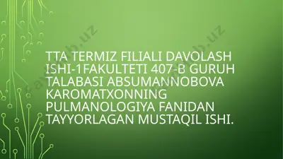 o'pka tashxislash usullari — PPTX