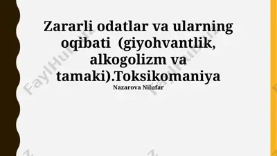 giyohvandlikdan davolanish usullari — PPTX