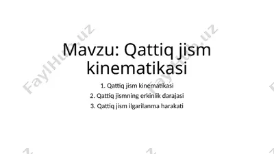 qattiq jism kinematikasi — PPTX
