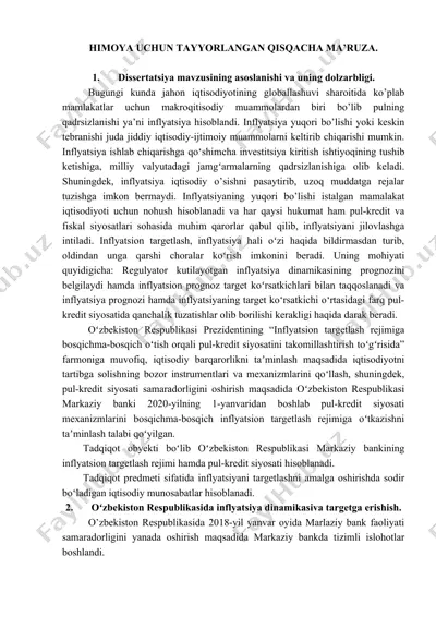 inflyatsiya va uning iqtisodiy oqibatlari — DOCX