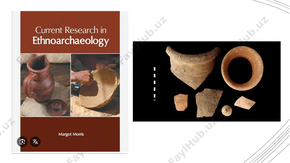 motlarni tahlil qilishda etnografik yondashuvlarni qo’llashga katta e’tibor qaratdi. uning “archaeology: theories, methods and practice” asari etnoarxeologiya sohasida muhim manba bo’lib xizmat qiladi.ian hodder: britaniyalik arxeolog ian hodder, postmodern yondashuvni arxeologiyaga kiritish orqali etnoarxeologiyaning rivojlanishida muhim rol o’ynadi. u material madaniyatni o’rganishda ijtimoiy kontekstni hisobga olish zarurligini ta’kidlab o’tdi.colin renfrew: britaniyalik arxeolog colin renfrew, arxeologik tadqiqotlarda etnografik nazariyalarni qo’llashda muhim hissa qo’shdi. u qadimiy jamiyatlarning madaniy evolyutsiyasini tushunishda ijtimoiy va iqtisodiy omillarni o’rganishga e’tibor qaratdi. alfred gell: britaniyalik antropolog alfred gell, material madaniyatning ijtimoiy va madaniy kontekstini o’rganishda yangi yondashuvlarni taklif qildi. uning “art and agency” asari, etnoarxeologiya va material madaniyat o’rtasidagi bog’liqlikni tushunishda muhim manba hisoblanadi.bu olimlar etnoarxeologiyaning rivojlanishida muhim rol o’ynab, qadimiy jamiyatlarni o’rganishda zamonaviy metod va yondashuvlarni ishlab chiqdilar. ularning ishlariga asoslanib, bugungi kunda etnoarxeologiya yanada kengayib bormoqda va yangi tadqiqotlar olib borilmoqda. foydalanilgan adabiyotlar: а.в. жук, с.с. тихонов, н.а. томилов. “введение в этноархеологию”. омск “наука” 2003 …