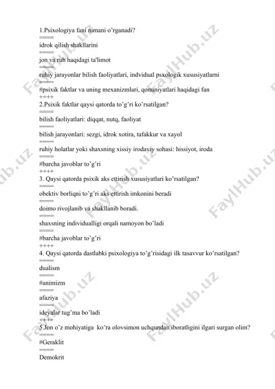 psixologiya fani — DOCX