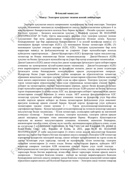 elektron hukumat tizimi asosiy loyihalari — PDF