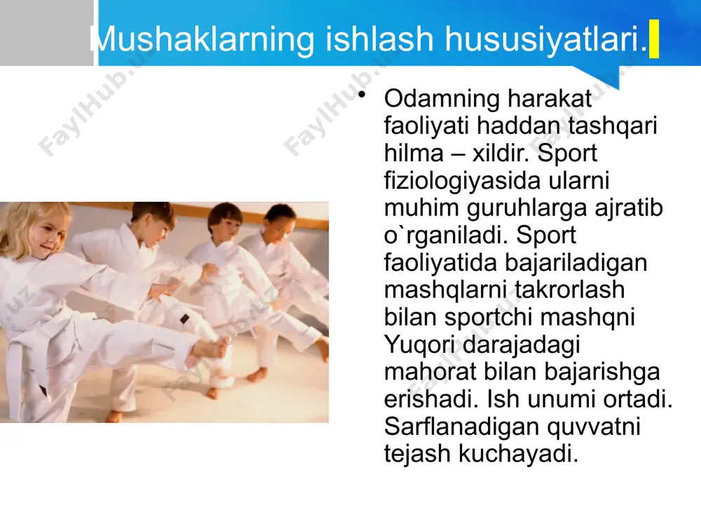 va fiziologik funktsiyalar ishdan oldingi holatga qaytadi. start holatining fiziologik siljishlarning darajasi bajariladigan ishning harakteriga bog`liq bo`ladi. ba`zi ilmiy dalillarga ko`ra start oldi holatidagi reaktsiyalar bajariladigan ishlarga xos xususiyatga ega bo`ladi. masalan: bokschilarda katta hajmidagi ishlarni bajarish oldidan tomir urushi, qon bosimi va gaz almashinuvining ko`proq o`zgarishi, kam hajmdagi ish oldidan esa kamroq o`zgarishi aniqlangan. start oldi holatida yuzaga keladigan reaktsiyalar shartli reflektor mehanizmiga ega. shuning uchun ham start oldi holatining qanday darajada o`tishi sprotchining malakasiga, o`tkaziladigan musobaqaning qanday bo`lishiga, raqiblarning malakasiga, sportchining individual xususiyatlariga, oliy asab faoliyatining tipiga va boshqa faktorga bog`liq bo`ladi. . start oldi reaktsiyasining rivojlanishiga organizmning qanday yoshdaligi ham ta`sir ko`rsatadi. usmir yoshdagi ba`zi bir shartli reflektor funktsiyalarining start oldi holatidagi o`zgarishlari kattalardagiga qaraganda bir muncha keskin bo`lishi mumkin. sportchilarda start oldi harakatning 3 hil shakli ko`rinishi aniqlangan: bular jangovor tayyorlik, start oldi hayajoni va start oldi apatiyasidir. start oldi holatining bu turlari markaziy asab sistemasidagi …
