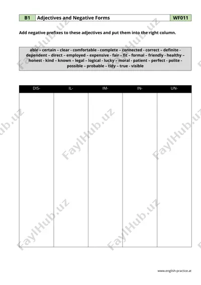 adjectives and negative forms — PDF